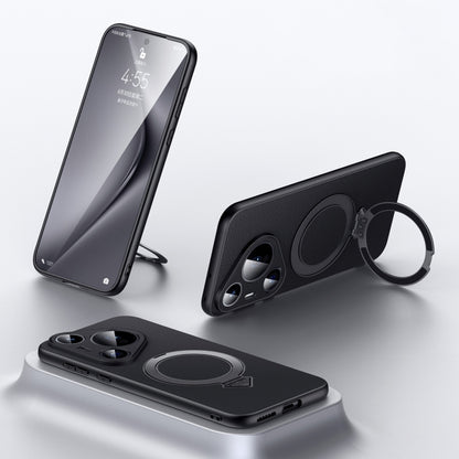 For Huawei Pura 70 Pro / 70 Pro+ SULADA Top Grain Leather MagSafe Magnetic Holder Phone Case(Black) by SULADA