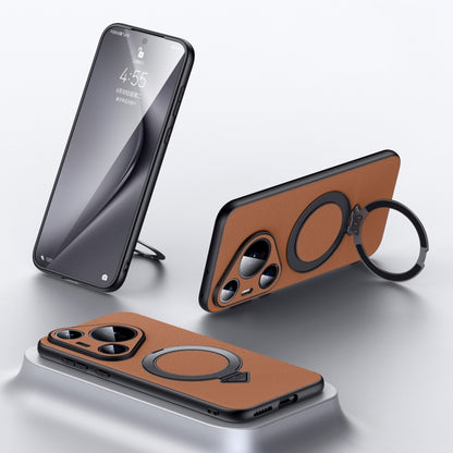 For Huawei Pura 70 Pro / 70 Pro+ SULADA Top Grain Leather MagSafe Magnetic Holder Phone Case(Brown) by SULADA