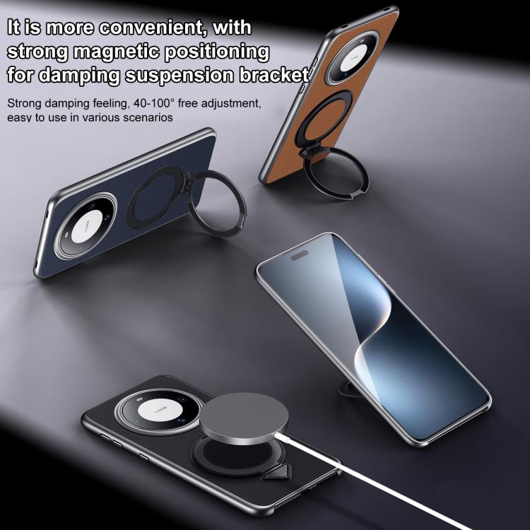 For Huawei Pura 70 SULADA Top Grain Leather MagSafe Magnetic Holder Phone Case(Blue) by SULADA