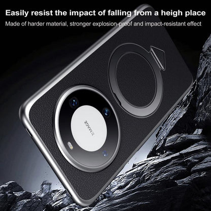 For Huawei Mate 60 Pro / Mate 60 Pro+ SULADA Top Grain Leather MagSafe Magnetic Holder Phone Case(Black) by SULADA