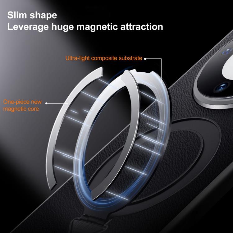 For Huawei Pura 70 Ultra SULADA Top Grain Leather MagSafe Magnetic Holder Phone Case(Black) by SULADA