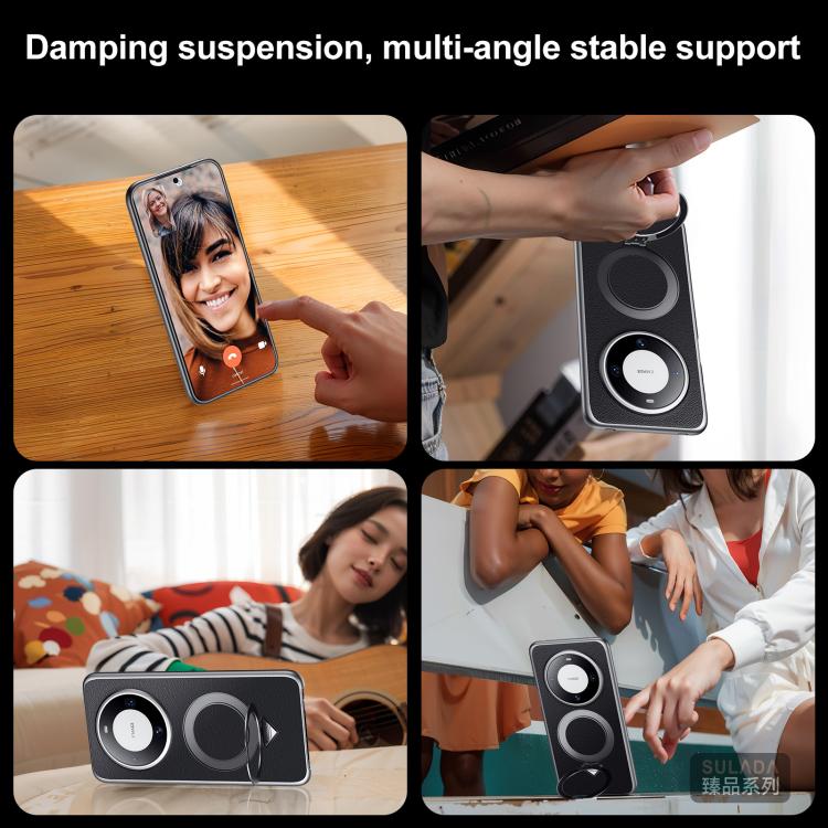 For Huawei Pura 70 SULADA Top Grain Leather MagSafe Magnetic Holder Phone Case(Brown) by SULADA