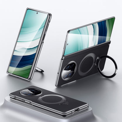 For Huawei Mate X5 / X3 SULADA Top Grain Leather MagSafe Magnetic Holder Phone Case(Black) by SULADA