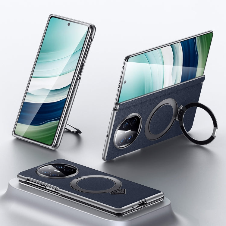 For Huawei Mate X5 / X3 SULADA Top Grain Leather MagSafe Magnetic Holder Phone Case(Blue) by SULADA