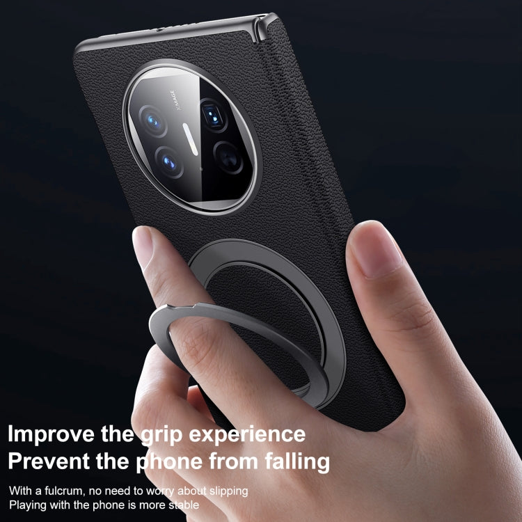 For Huawei Mate X5 / X3 SULADA Top Grain Leather MagSafe Magnetic Holder Phone Case(Blue) by SULADA