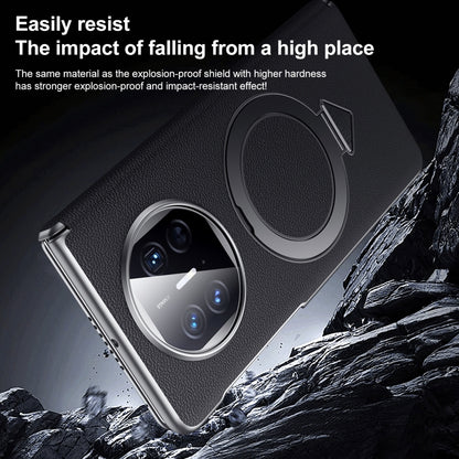 For Huawei Mate X5 / X3 SULADA Top Grain Leather MagSafe Magnetic Holder Phone Case(Black) by SULADA