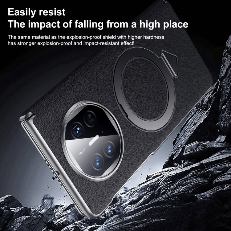 For Huawei Mate X5 / X3 SULADA Top Grain Leather MagSafe Magnetic Holder Phone Case(Green) by SULADA