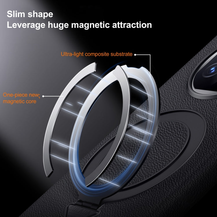 For Huawei Mate X5 / X3 SULADA Top Grain Leather MagSafe Magnetic Holder Phone Case(Black) by SULADA