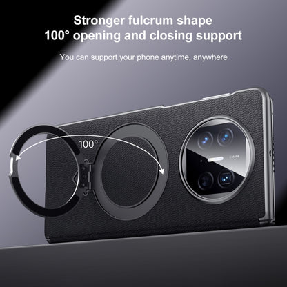 For Huawei Mate X5 / X3 SULADA Top Grain Leather MagSafe Magnetic Holder Phone Case(Black) by SULADA