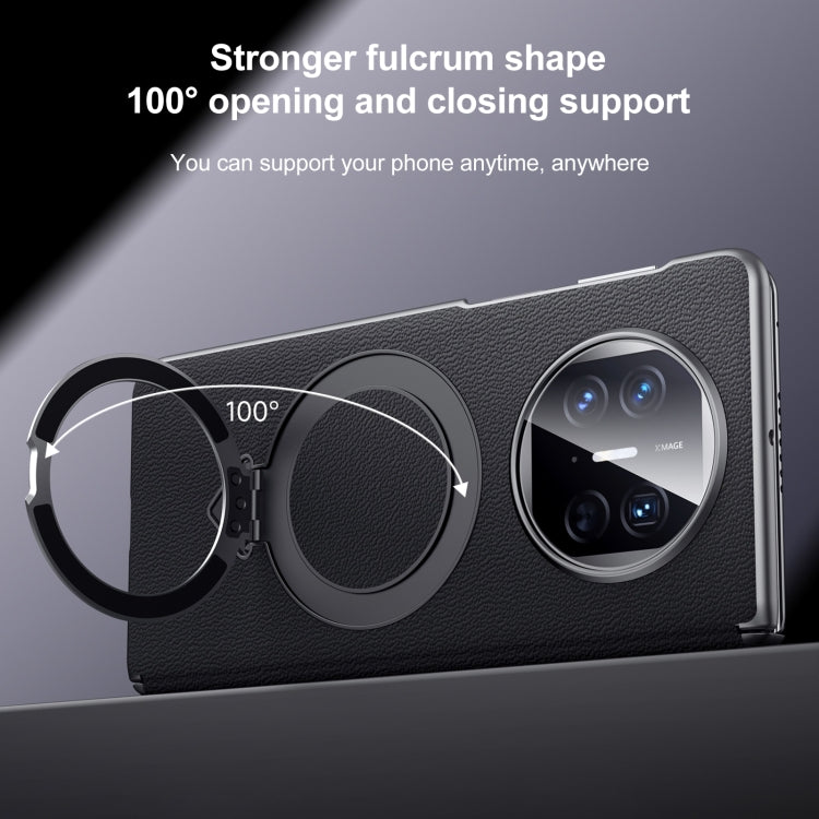 For Huawei Mate X5 / X3 SULADA Top Grain Leather MagSafe Magnetic Holder Phone Case(Green) by SULADA