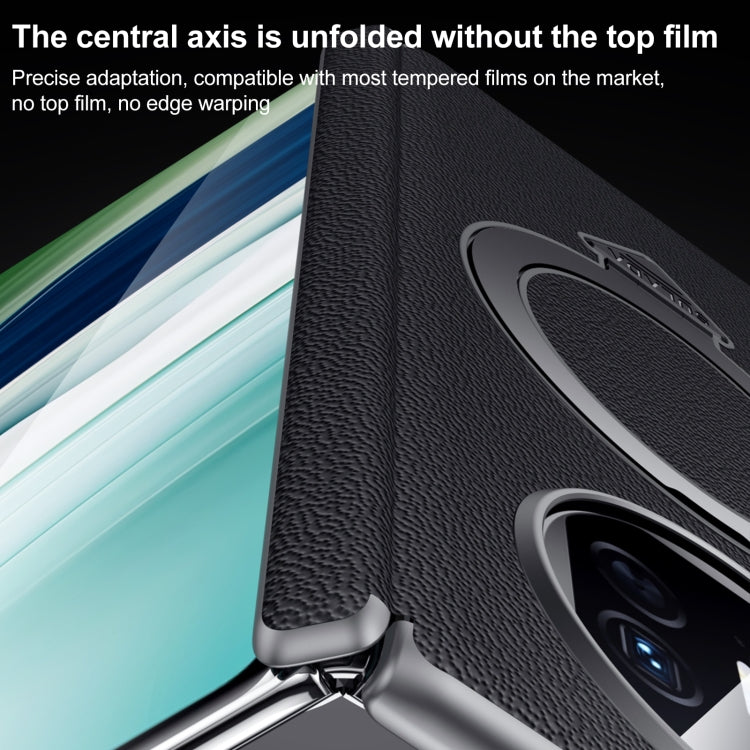 For Huawei Mate X5 / X3 SULADA Top Grain Leather MagSafe Magnetic Holder Phone Case(Black) by SULADA