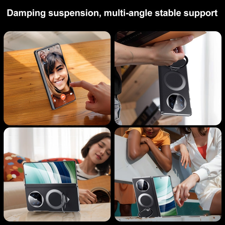 For Huawei Mate X5 / X3 SULADA Top Grain Leather MagSafe Magnetic Holder Phone Case(Brown) by SULADA