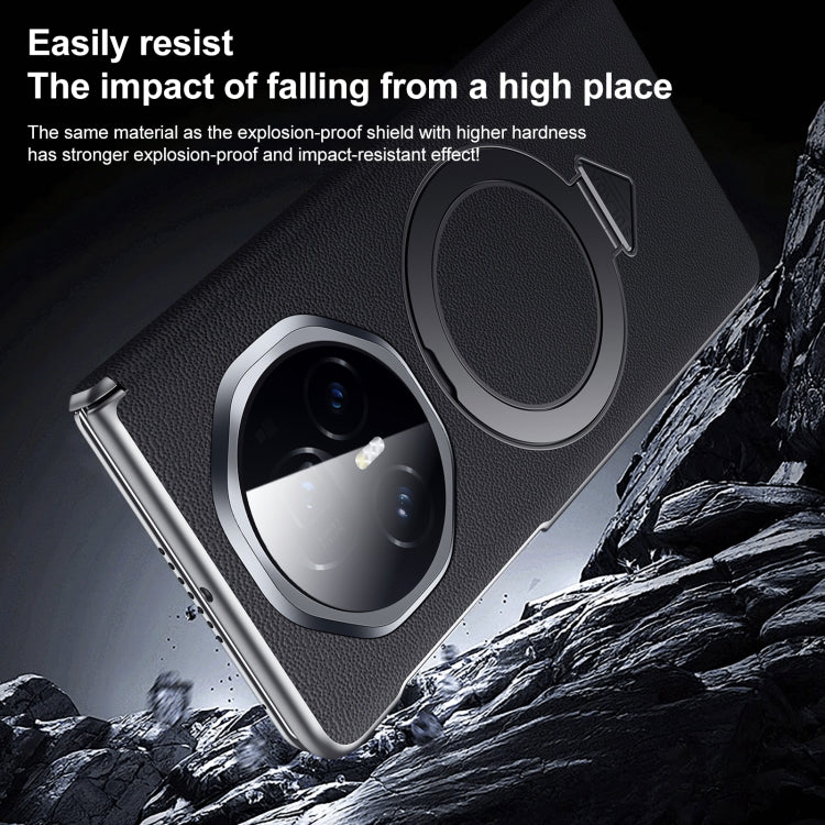 For Honor Magic V3 SULADA Top Grain Leather MagSafe Magnetic Holder Phone Case(Green) by SULADA