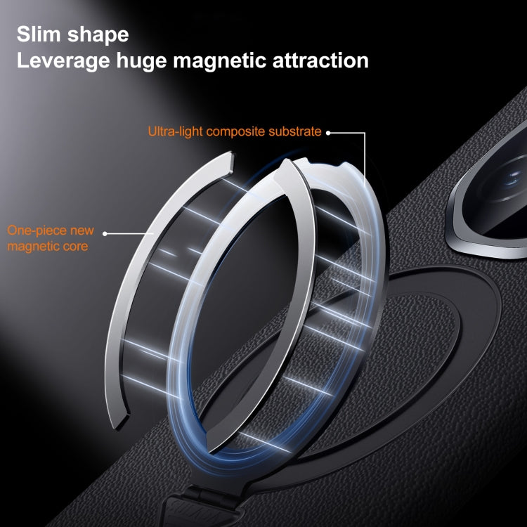 For Honor Magic V3 SULADA Top Grain Leather MagSafe Magnetic Holder Phone Case(Red) by SULADA