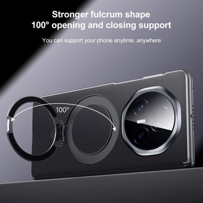 For Honor Magic V3 SULADA Top Grain Leather MagSafe Magnetic Holder Phone Case(Brown) by SULADA