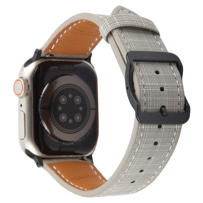 For Apple Watch 46mm / 49mm / 45mm / 44mm Plaid Buckle Microfiber Leather Watch Band(Grey) by bashfashion