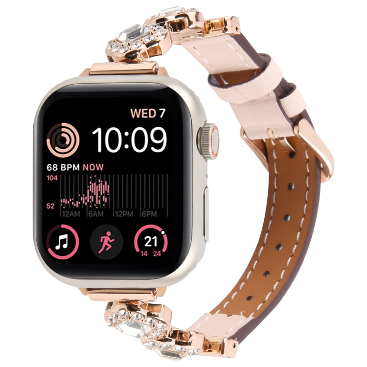 For Apple Watch 46mm / 49mm / 45mm / 44mm Microfiber Leather Diamond Slim Watch Band(Pink) by bashfashion