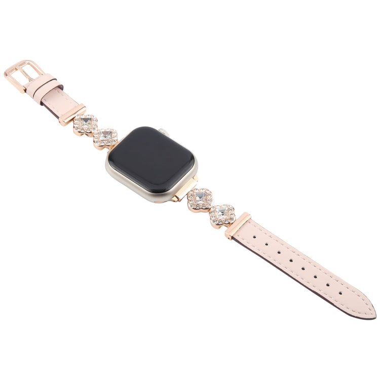 For Apple Watch 46mm / 49mm / 45mm / 44mm Microfiber Leather Diamond Slim Watch Band(Pink) by bashfashion