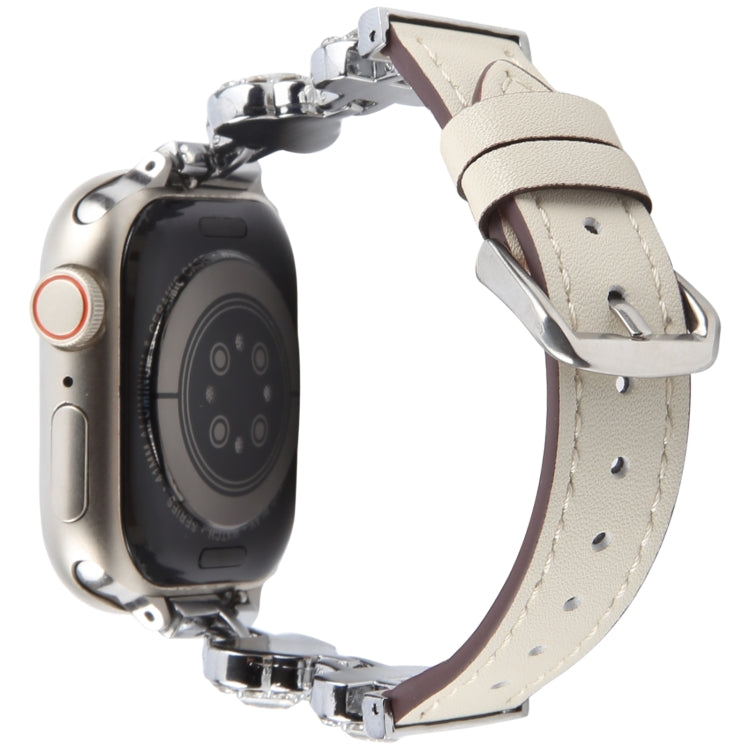 For Apple Watch 46mm / 49mm / 45mm / 44mm Microfiber Leather Diamond Slim Watch Band(White) by bashfashion