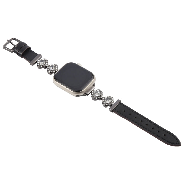 For Apple Watch 46mm / 49mm / 45mm / 44mm Microfiber Leather Diamond Slim Watch Band(Black) by bashfashion