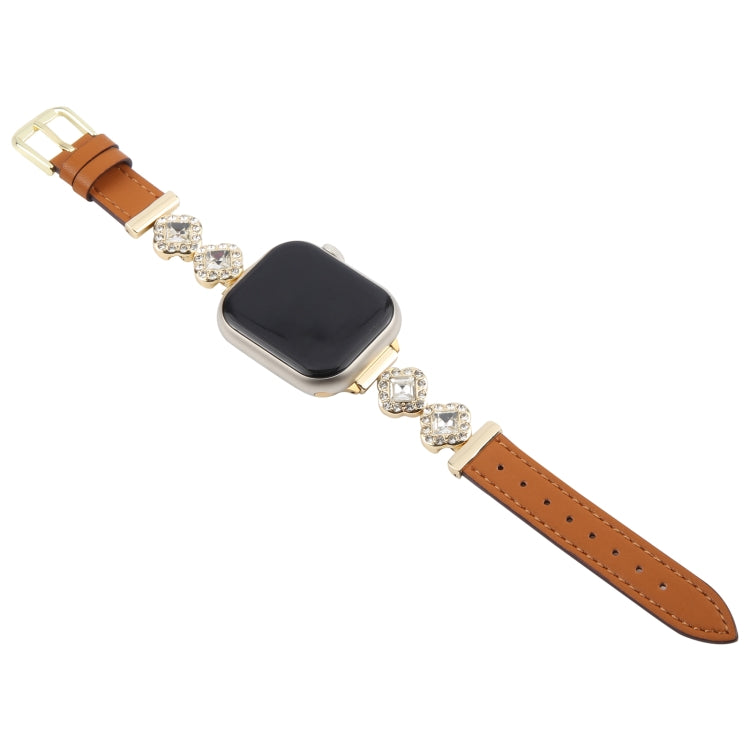 For Apple Watch 42mm / 41mm / 40mm / 38mm Microfiber Leather Diamond Slim Watch Band(Brown) by bashfashion