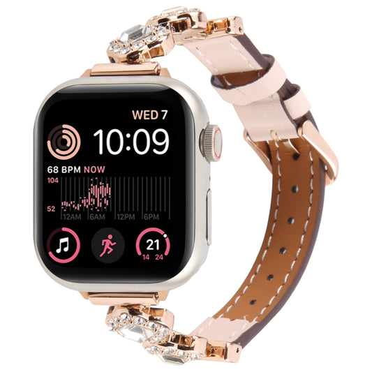 For Apple Watch 42mm / 41mm / 40mm / 38mm Microfiber Leather Diamond Slim Watch Band(Pink) by bashfashion
