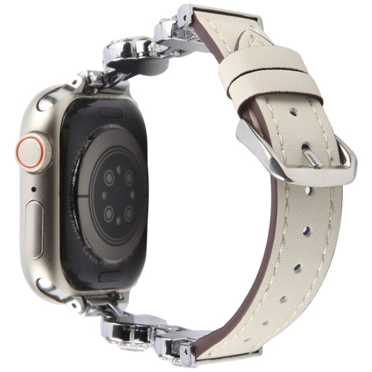 For Apple Watch 42mm / 41mm / 40mm / 38mm Microfiber Leather Diamond Slim Watch Band(White) by bashfashion