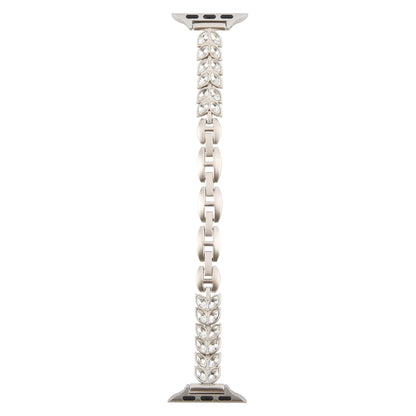 For Apple Watch 46mm / 49mm / 45mm / 44mm Quick Release Leaf Diamond Alloy Slim Watch Band(Starlight) by bashfashion
