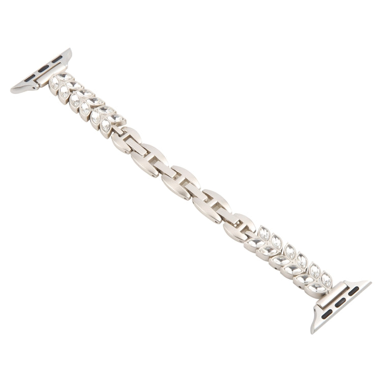 For Apple Watch 46mm / 49mm / 45mm / 44mm Quick Release Leaf Diamond Alloy Slim Watch Band(Starlight) by bashfashion