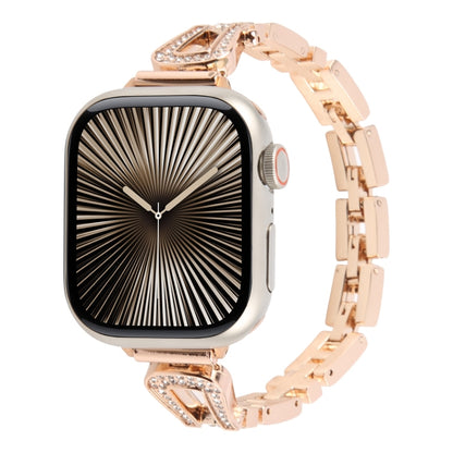 For Apple Watch 46mm / 49mm / 45mm / 44mm Quick Release U-Shaped Diamond Alloy Slim Watch Band(Rose Gold) by bashfashion