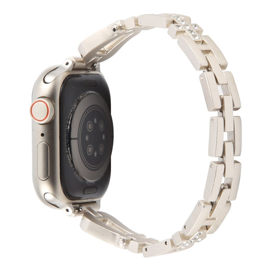 For Apple Watch 46mm / 49mm / 45mm / 44mm Quick Release U-Shaped Diamond Alloy Slim Watch Band(Starlight) by bashfashion