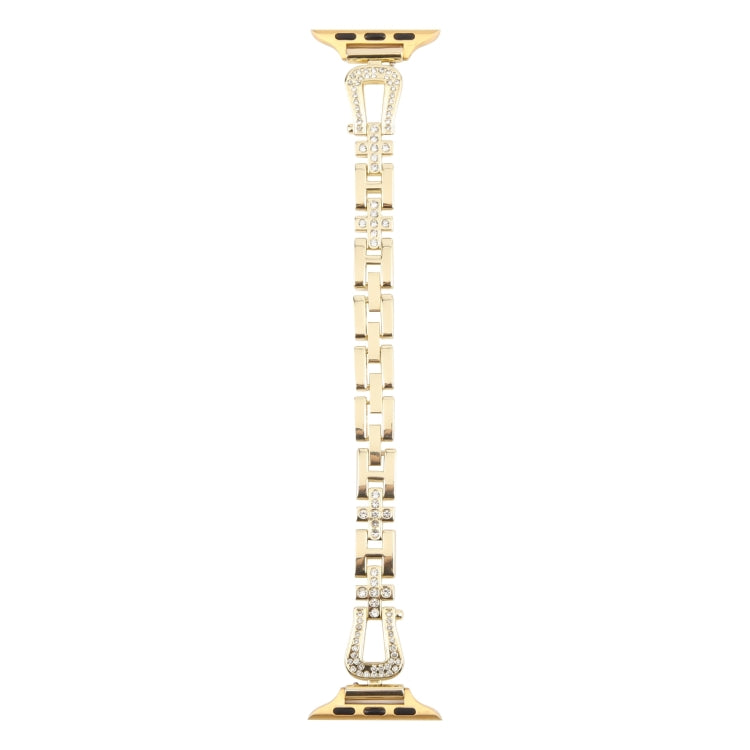 For Apple Watch 46mm / 49mm / 45mm / 44mm Quick Release U-Shaped Diamond Alloy Slim Watch Band(Gold) by bashfashion
