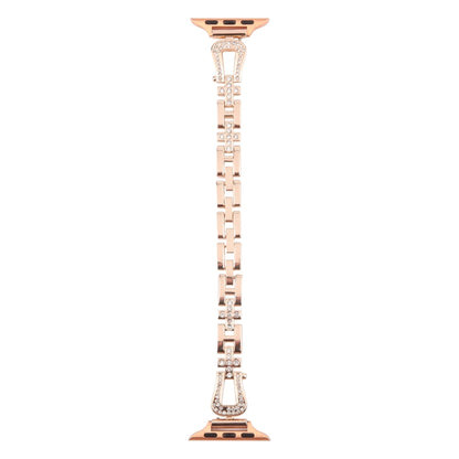 For Apple Watch 42mm / 41mm / 40mm / 38mm Quick Release U-Shaped Diamond Alloy Slim Watch Band(Rose Gold) by bashfashion