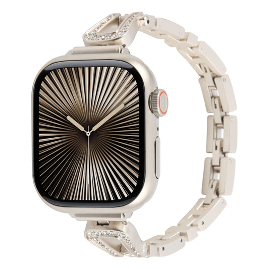 For Apple Watch 42mm / 41mm / 40mm / 38mm Quick Release U-Shaped Diamond Alloy Slim Watch Band(Starlight) by bashfashion