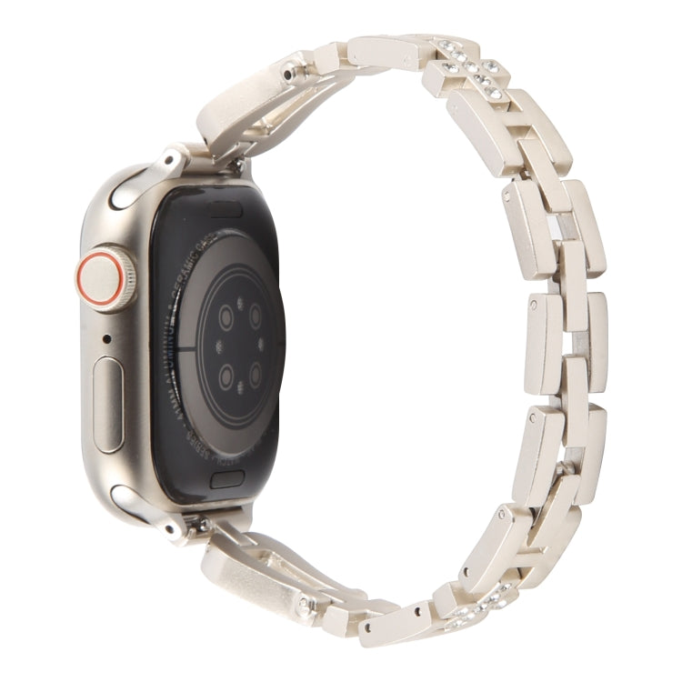 For Apple Watch 42mm / 41mm / 40mm / 38mm Quick Release U-Shaped Diamond Alloy Slim Watch Band(Starlight) by bashfashion