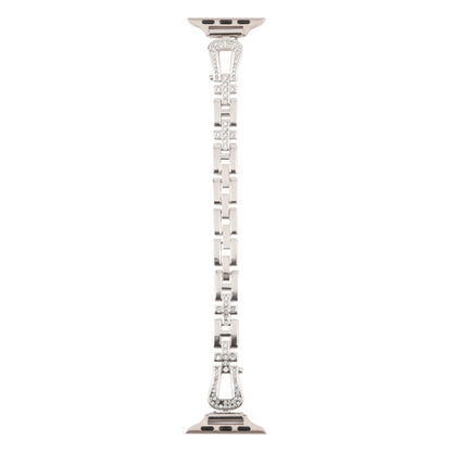 For Apple Watch 42mm / 41mm / 40mm / 38mm Quick Release U-Shaped Diamond Alloy Slim Watch Band(Starlight) by bashfashion