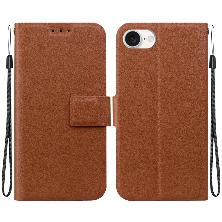 For iPhone 16e Ultra-thin Voltage Magnetic Buckle Leather Phone Case(Brown) by bashfashion