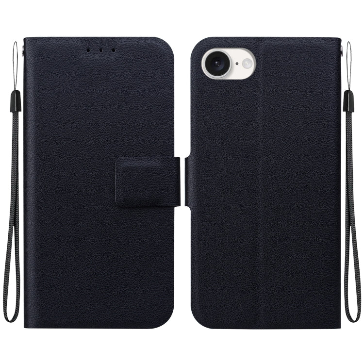 For iPhone 16e Ultra-thin Voltage Magnetic Buckle Leather Phone Case(Black) by bashfashion