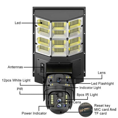 Solar Street Light with V380 4G WiFi 10X Dual-lens Monitoring HD Camera, Memory:128GB SD Card by bashfashion