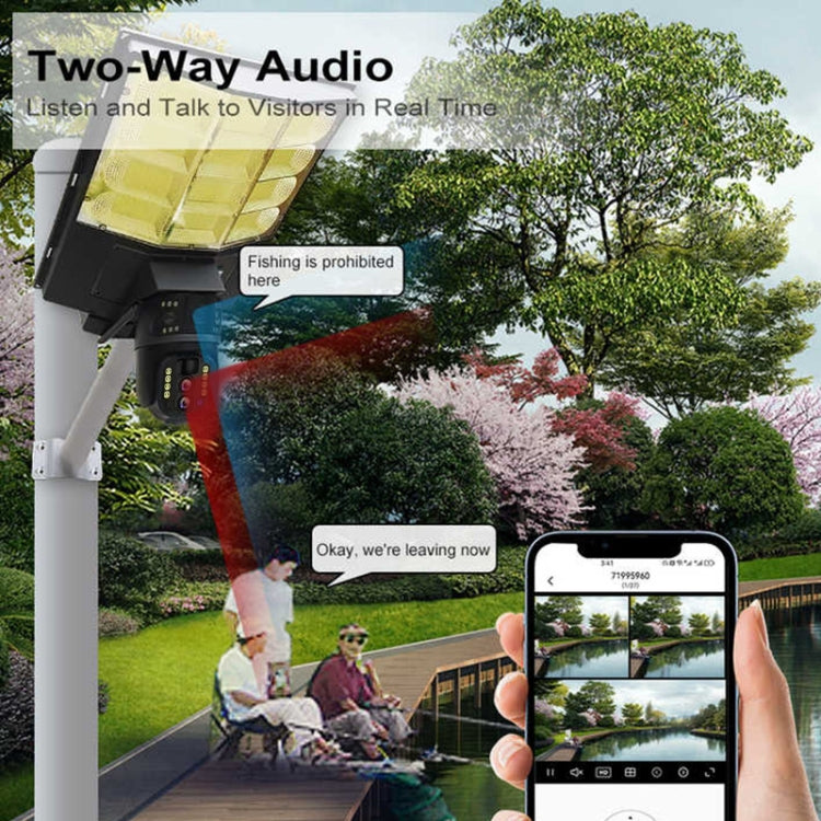 Solar Street Light with V380 4G WiFi 10X Dual-lens Monitoring HD Camera, Memory:128GB SD Card by bashfashion