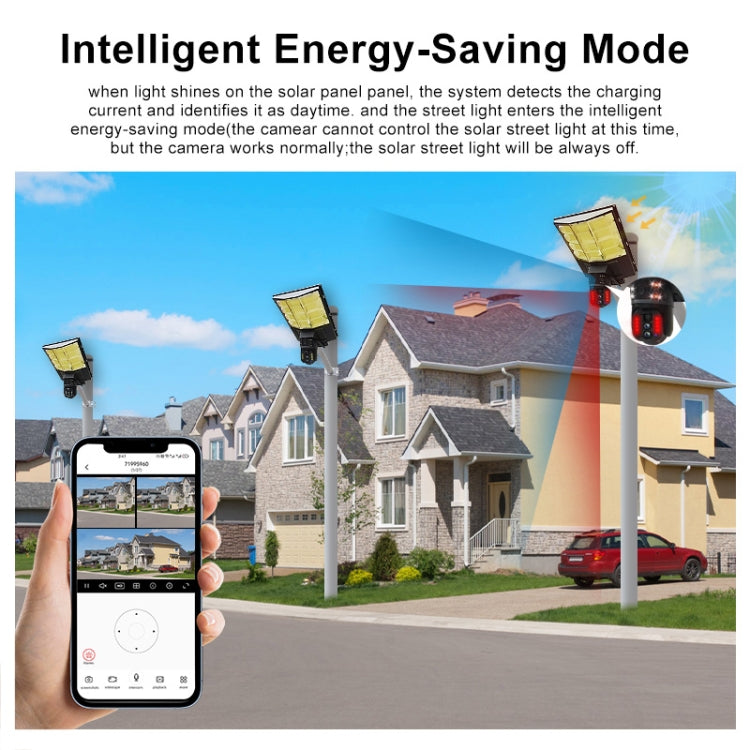 Solar Street Light with V380 4G WiFi 10X Dual-lens Monitoring HD Camera, Memory:128GB SD Card by bashfashion