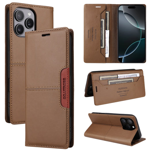 For iPhone 15 Pro GQUTROBE G01 RFID Anti-theft Leather Phone Case(Brown) by GQUTROBE