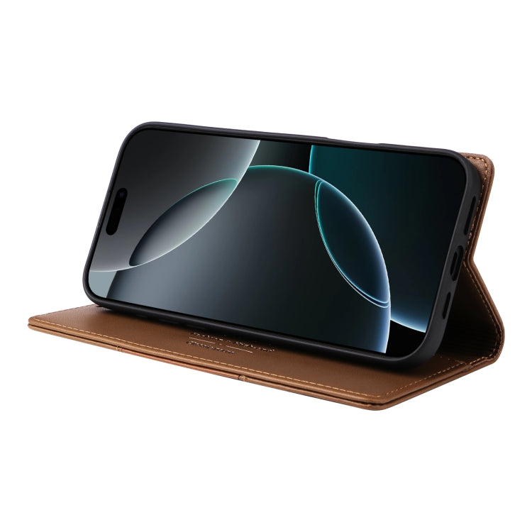 For iPhone 15 Pro GQUTROBE G01 RFID Anti-theft Leather Phone Case(Brown) by GQUTROBE