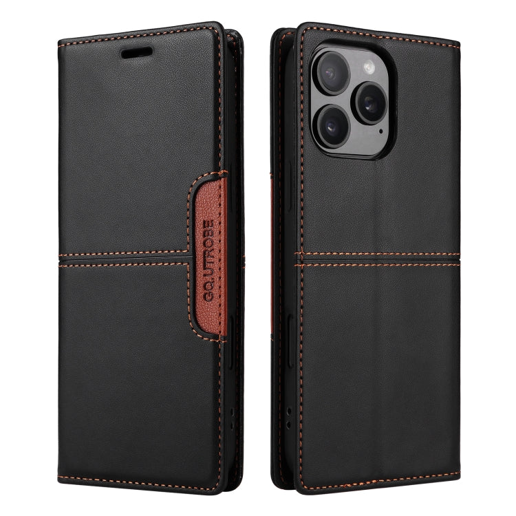 For iPhone 15 Pro GQUTROBE G01 RFID Anti-theft Leather Phone Case(Black) by GQUTROBE