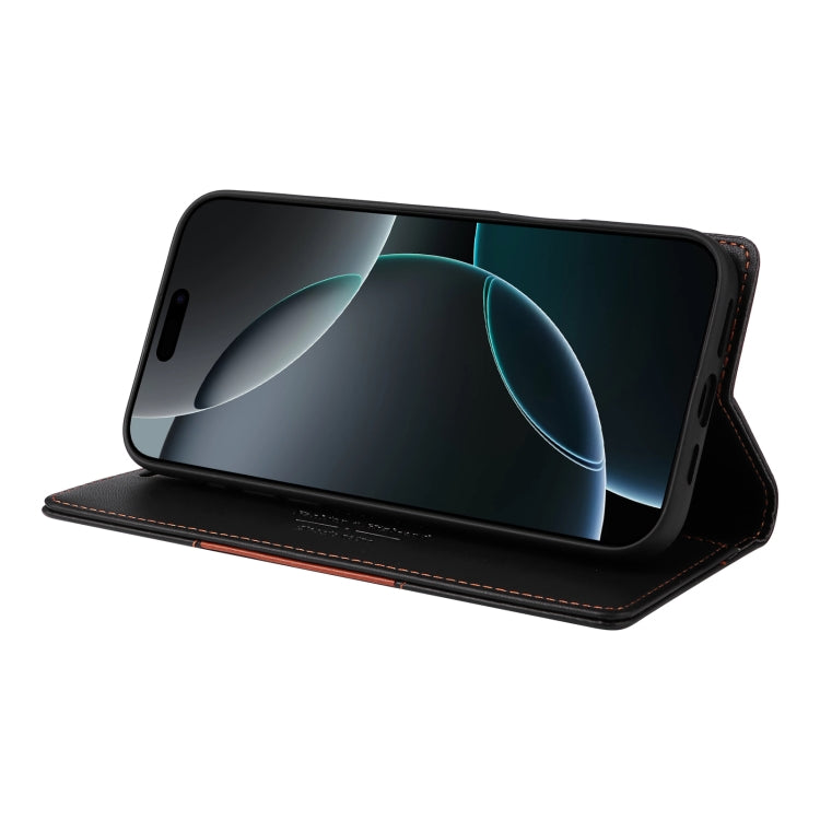 For iPhone 15 Pro GQUTROBE G01 RFID Anti-theft Leather Phone Case(Black) by GQUTROBE