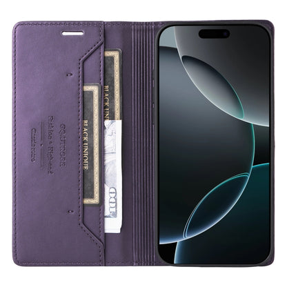 For iPhone 15 Pro Max GQUTROBE G01 RFID Anti-theft Leather Phone Case(Purple) by GQUTROBE
