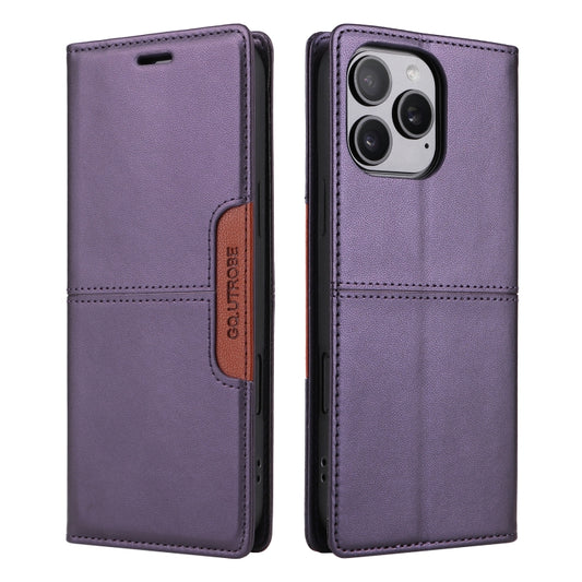 For iPhone 16 Pro GQUTROBE G01 RFID Anti-theft Leather Phone Case(Purple) by GQUTROBE