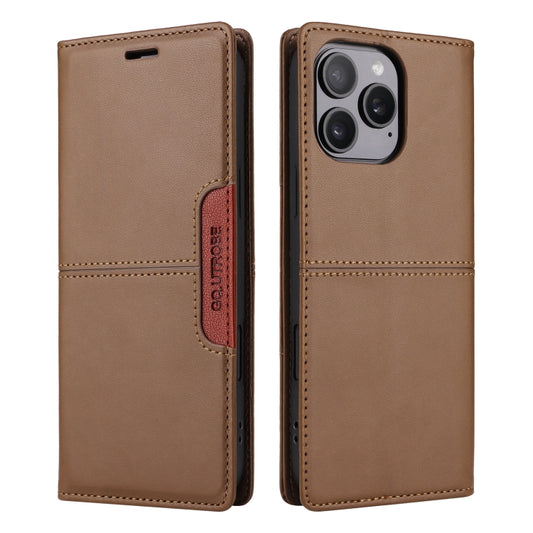 For iPhone 16 Pro Max GQUTROBE G01 RFID Anti-theft Leather Phone Case(Brown) by GQUTROBE