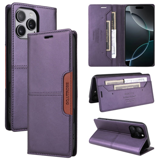 For iPhone 16 Pro Max GQUTROBE G01 RFID Anti-theft Leather Phone Case(Purple) by GQUTROBE