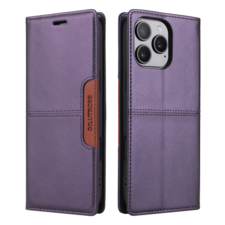 For iPhone 16 Pro Max GQUTROBE G01 RFID Anti-theft Leather Phone Case(Purple) by GQUTROBE